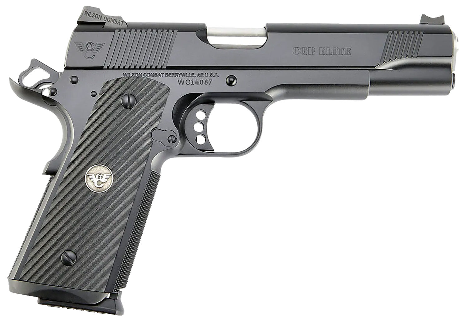 Wilson Combat CQBEFS9 CQB Elite 9mm Luger 10+1 5" Match Grade Barrel, Black Serrated Carbon Steel Slide, Black Armor-Tuff Carbon Steel Frame w/Beavertail, Black G10 Grip