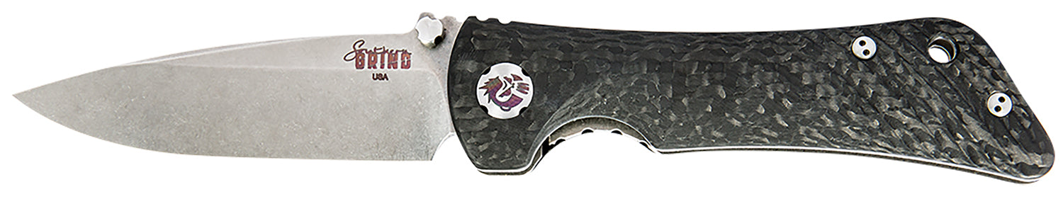 Southern Grind Spider Monkey 3.25" Folding Knife, Satin S35VN Drop Point Blade, Black Carbon Fiber Handle