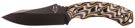 Southern Grind Jackal Fixed Blade Knife 4.75" Black PVD 8670 Steel, 3D Milled Black/Tan G10 Handle with Sheath