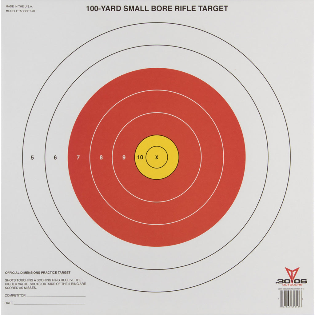 30-06 100-Yard Small Bore Rifle Paper Target 20 pk.