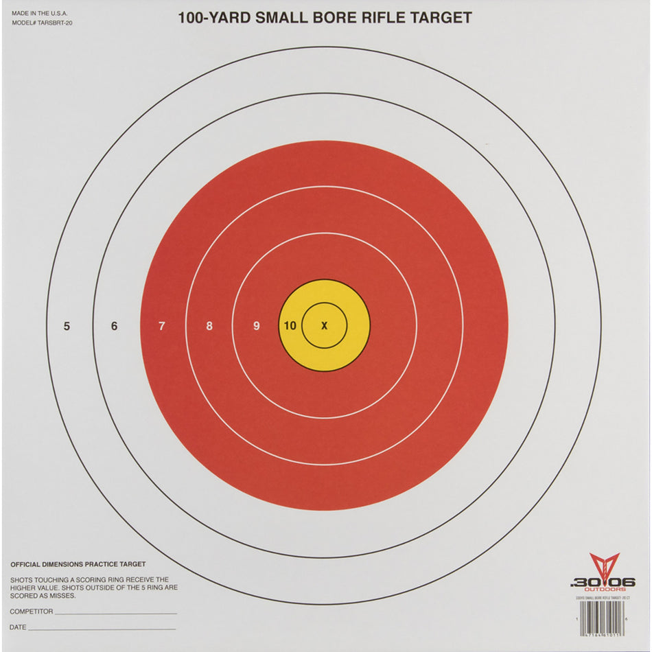 30-06 100-Yard Small Bore Rifle Paper Target 20 pk.