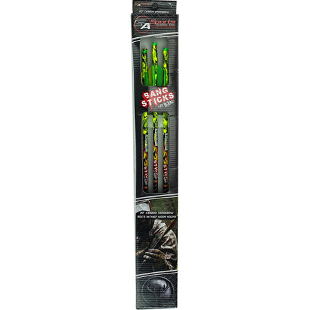 SA Sports Bang Sticks 20in Carbon Crossbow Bolts Neon Camo 300gr 6-Pack