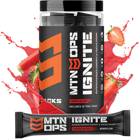MTN OPS Ignite Tigers Blood 20 ct. Caffeine-Free Energy Trail Pack