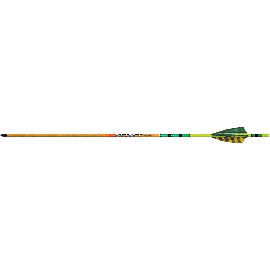 Black Eagle Instinct .005 350 Traditional Arrows with Green/Yellow Feathers 6 Pack