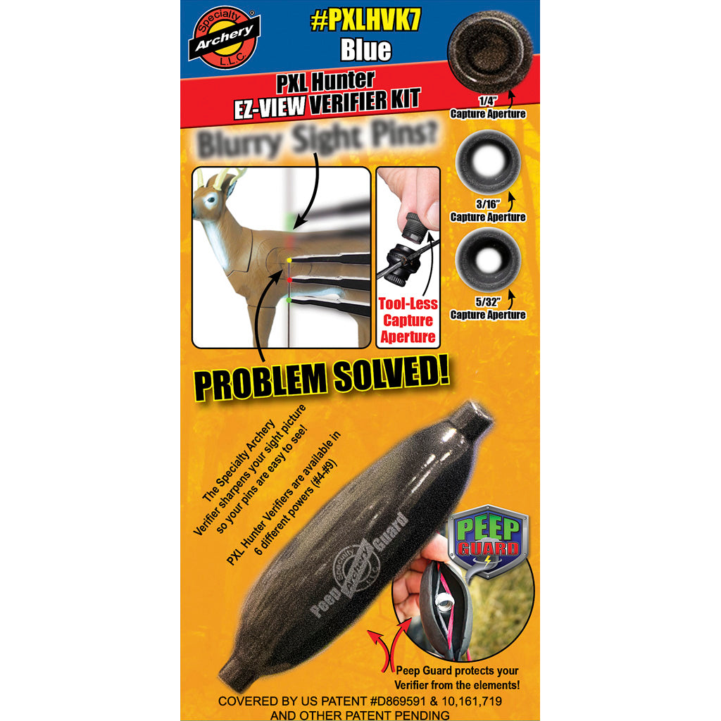Specialty Archery PXL Hunter EZ-View Verifier Kit #7 Blue Peep and Guard Set