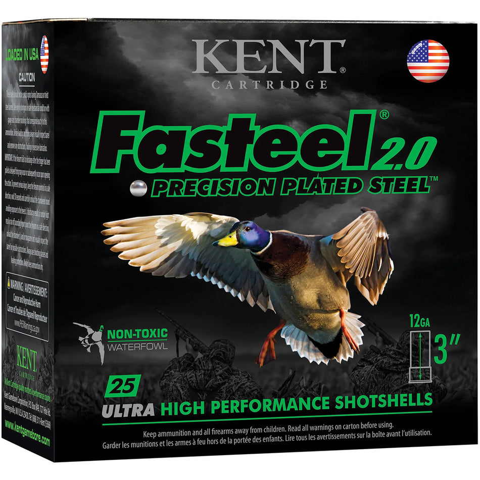 Kent Cartridge K122FS303 Fasteel 2.0 Waterfowl 12 Gauge 2.75" 1-1/16oz 3 Shot 1550 fps 656308111476
