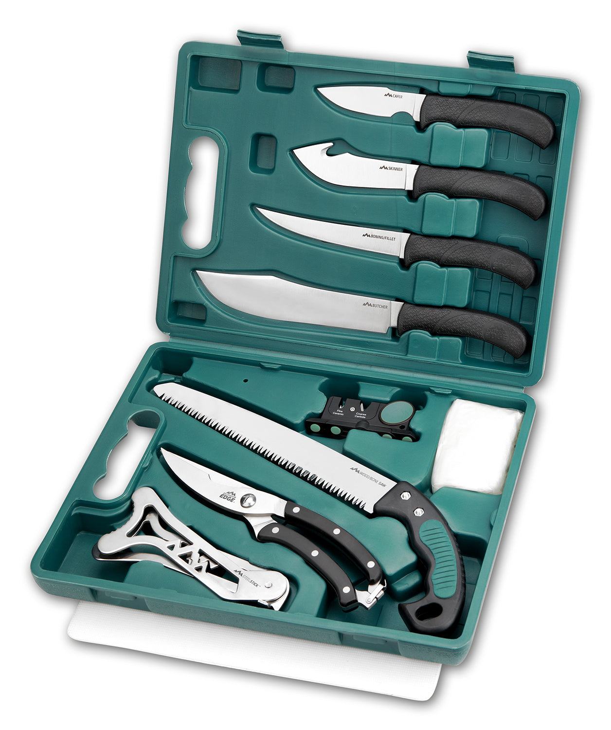 Outdoor Edge GP1 GamePro 11-Piece Wild Game Processing Kit with Sharpener and Gloves