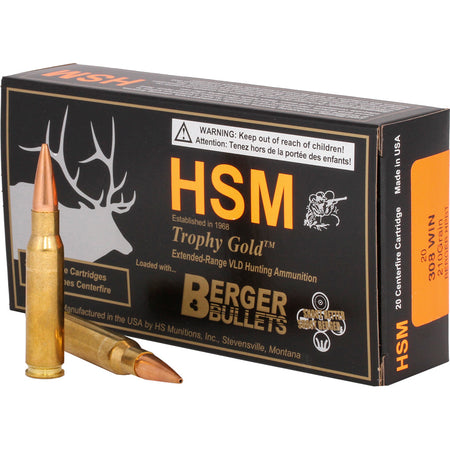 HSM Trophy Gold Berger Hunting VLD Match 210 Grain .308 Win / 7.62x51mm 2508 fps 837306006548