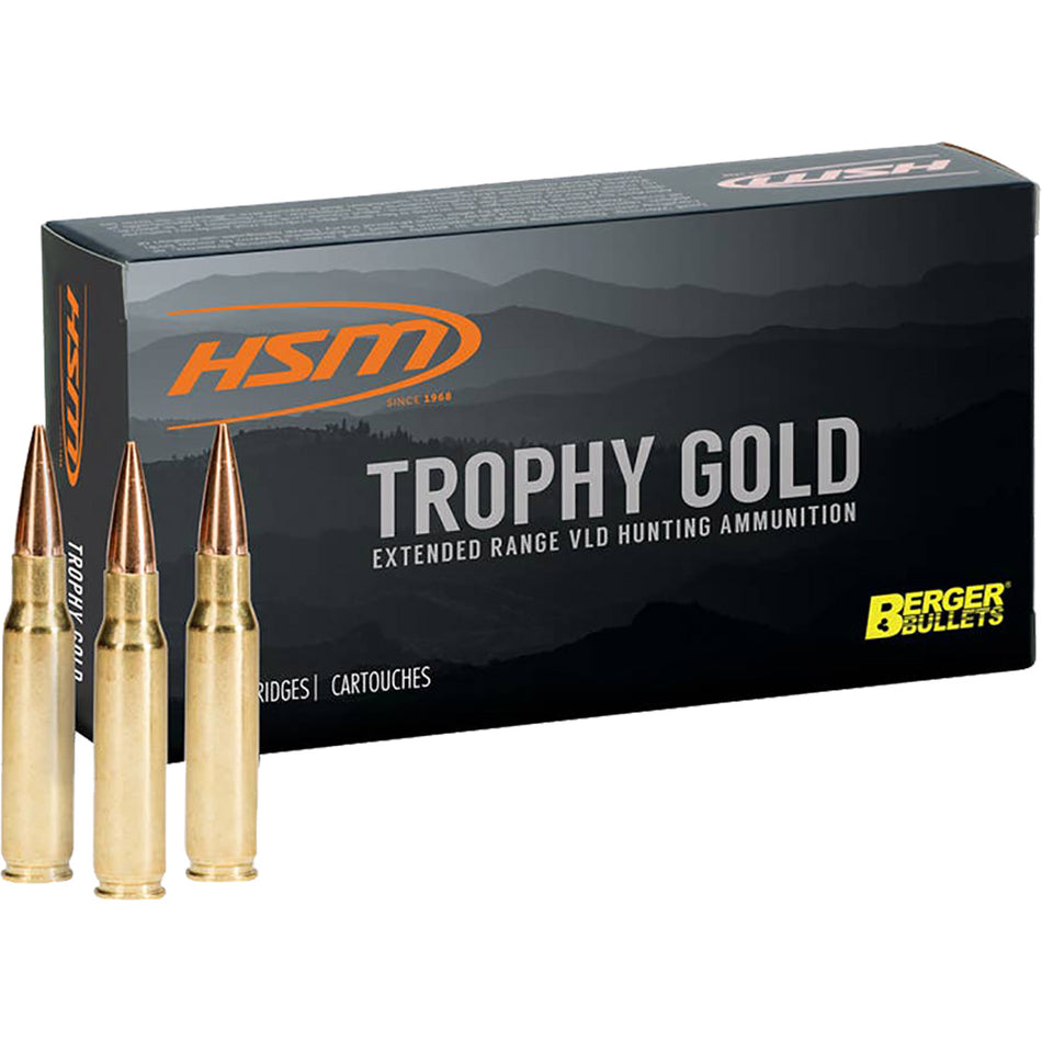 HSM 7mm Remington Mag Trophy Gold 140 grain Berger VLD ammunition