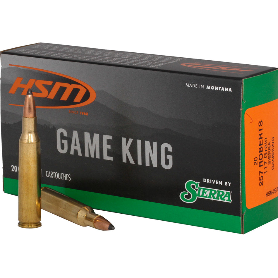 HSM .257 Roberts Game King 117 grain Spitzer Boat Tail ammunition