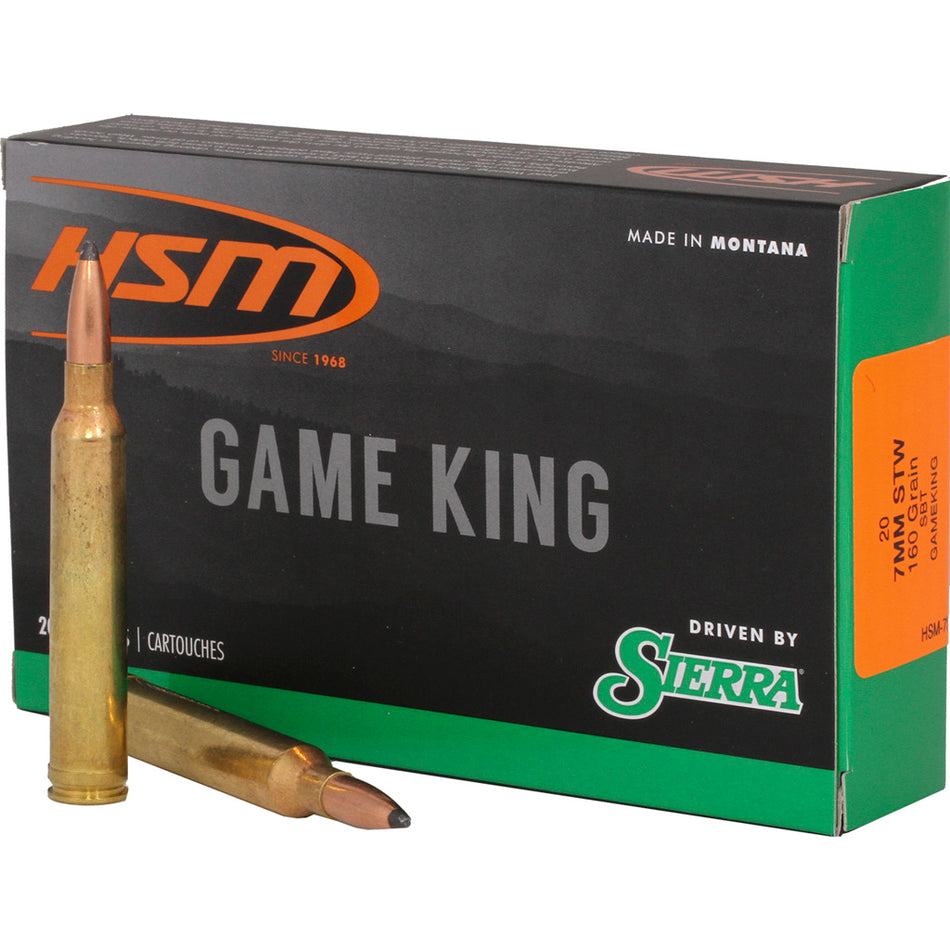 HSM 7mm STW Sierra Game King 160 grain Spitzer Boat Tail ammunition