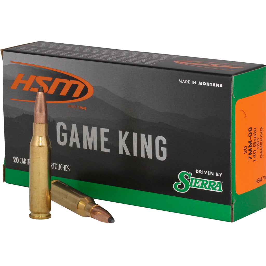 HSM 7mm-08 Remington Sierra Game King 140 grain Spitzer Boat Tail ammunition