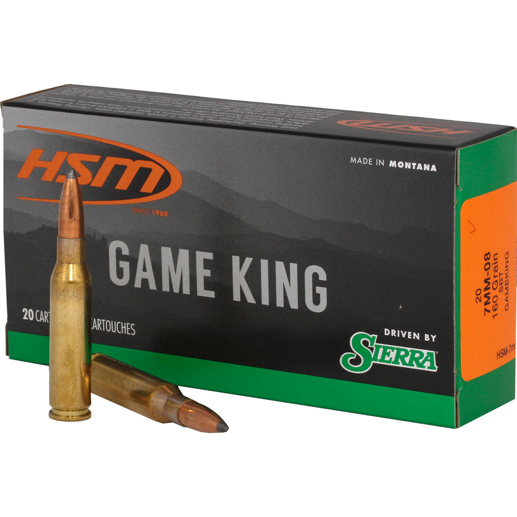 HSM 7mm-08 Remington Sierra Game King 160 grain Spitzer Boat Tail ammunition