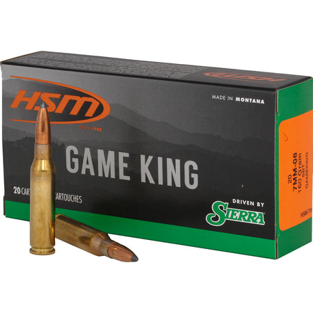 HSM 7mm-08 Remington Sierra Game King 160 grain Spitzer Boat Tail ammunition