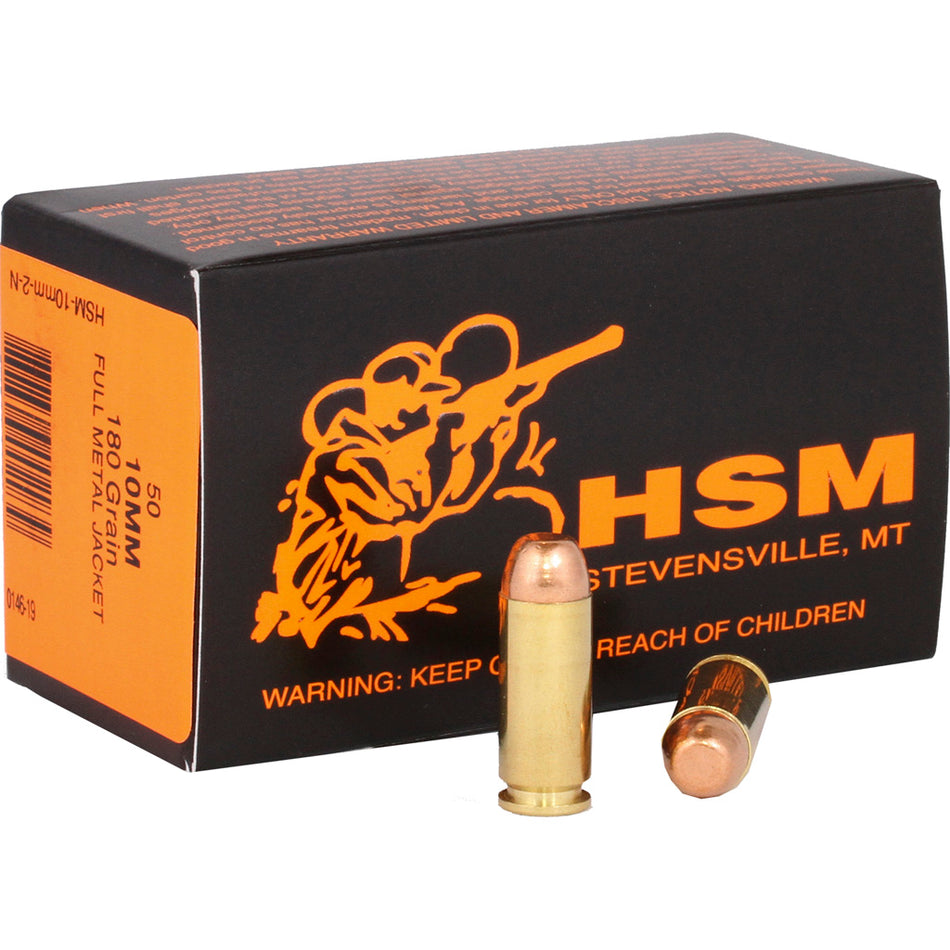 HSM 10mm Auto Training 180 grain Full Metal Jacket ammunition