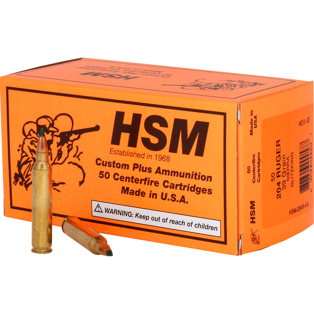 HSM .204 Ruger Varmint 39 grain BlitzKing ammunition