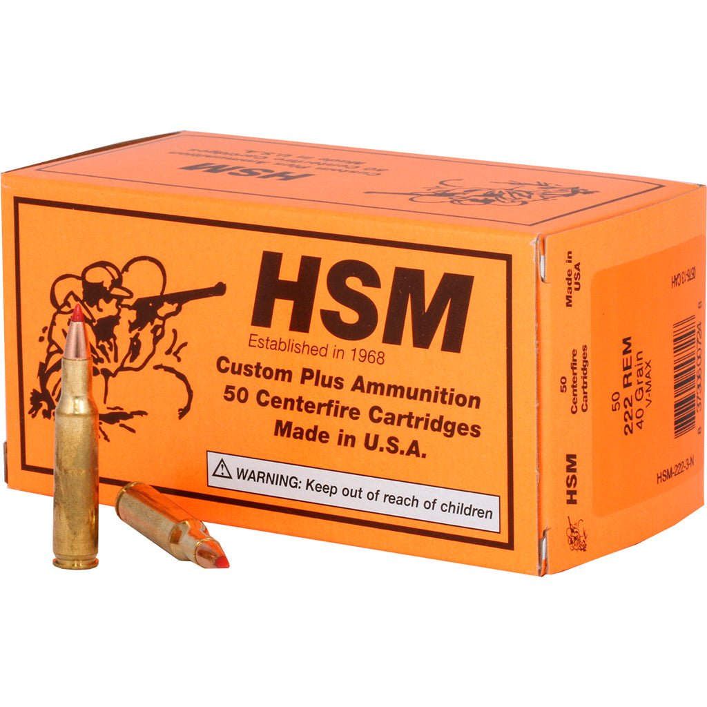 HSM .222 Remington Varmint 40 grain V-Max ammunition