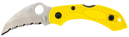 Spyderco Dragonfly 2 Salt 2.30" H2 Steel Fully Serrated Hawkbill Blade Yellow FRN Handle Folding Knife