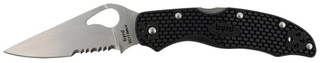 Spyderco Byrd Harrier 2 Lightweight 3.36" 8Cr13MoV Combo Edge Blade Black Textured FRN Handle Folding Knife