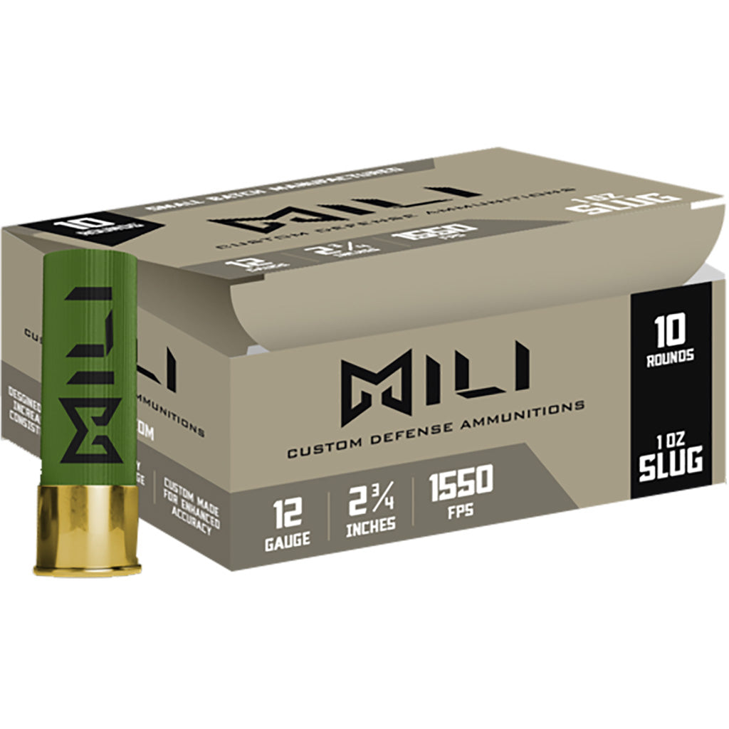 Mili 12 Gauge Shotgun Ammo Custom Defense Rifled Slug 2.75 in 1 oz Slug