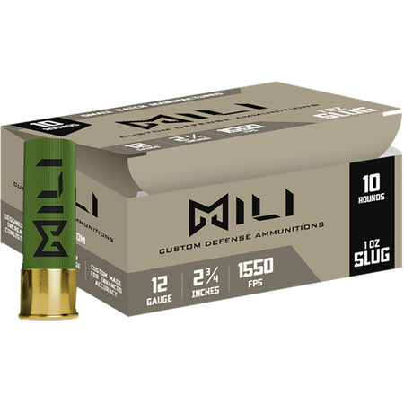 Mili 12 Gauge Shotgun Ammo Custom Defense Rifled Slug 2.75 in 1 oz Slug