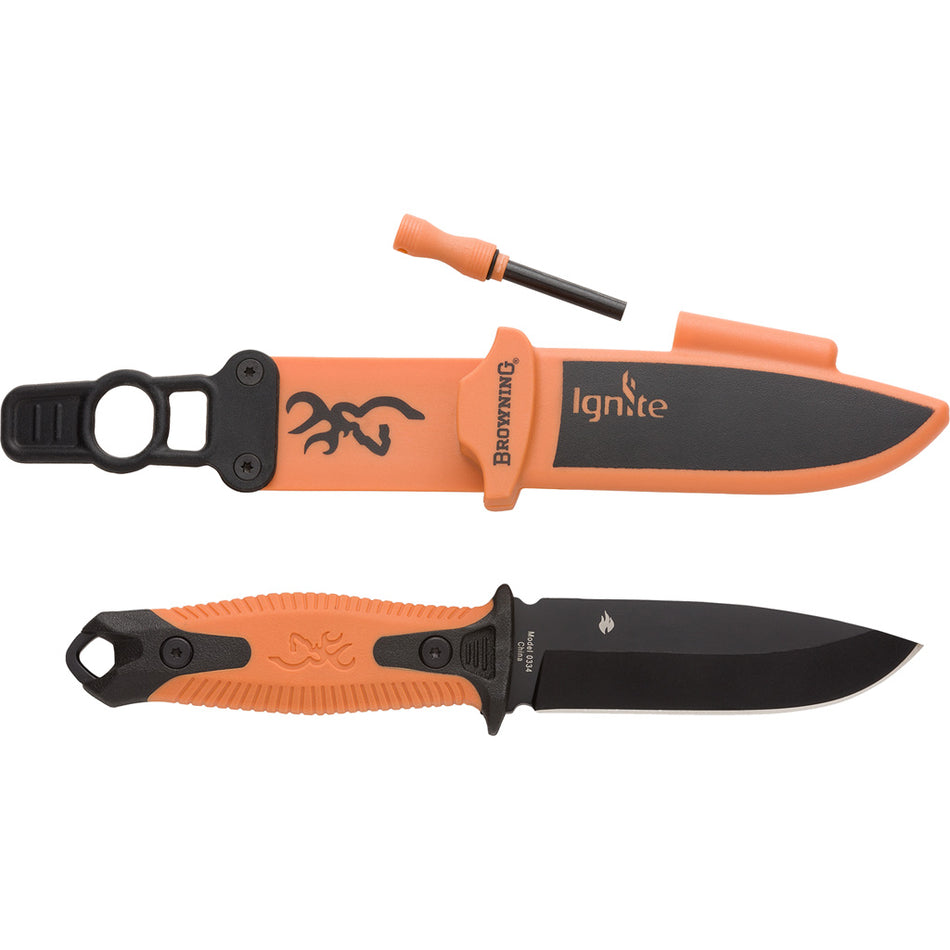 Browning Ignite Survival Knife Orange Black Oxide Blade