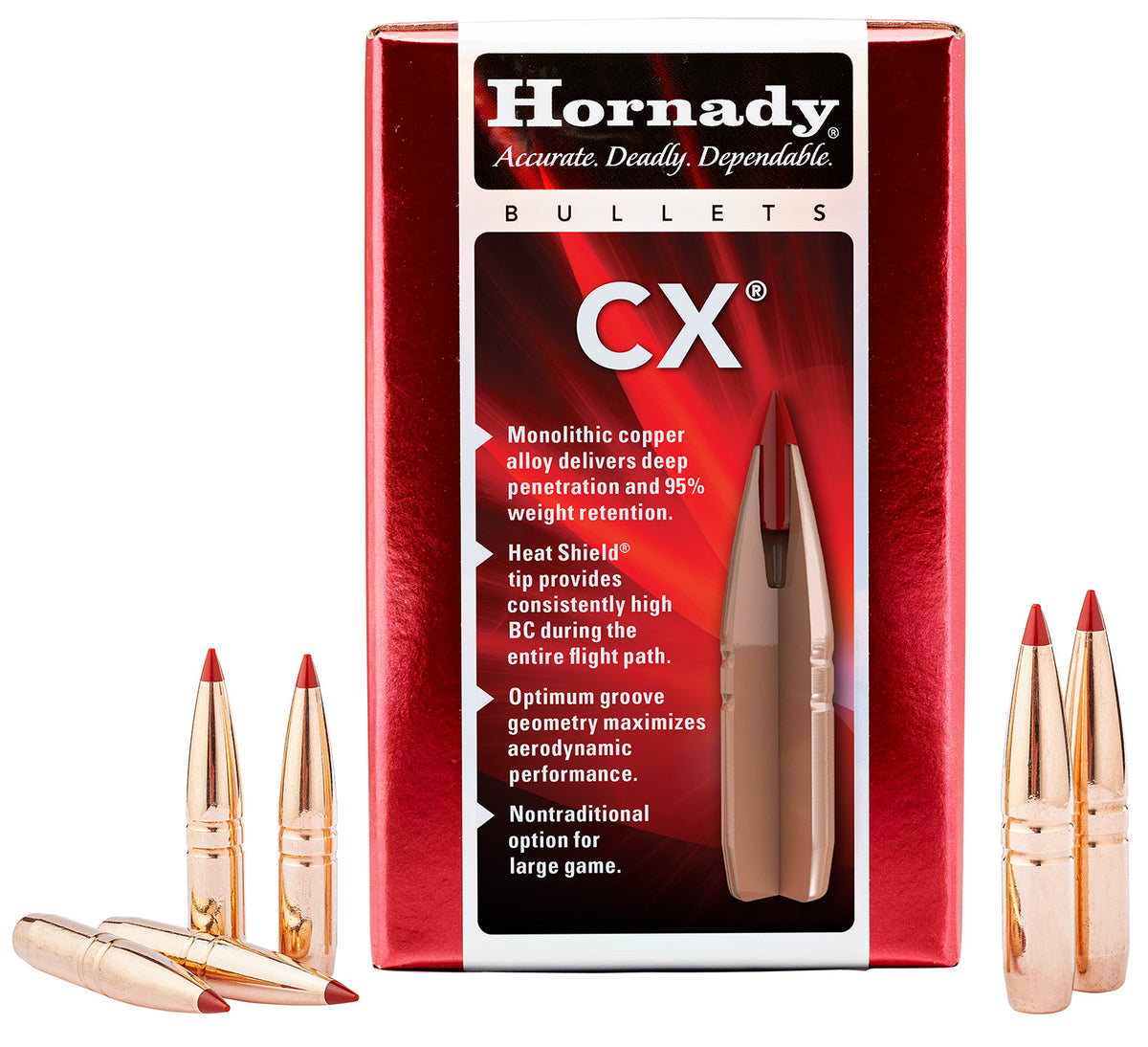 Hornady 254104 CX .257 Caliber 90 Grain Boat Tail Bullets 50 Per Box