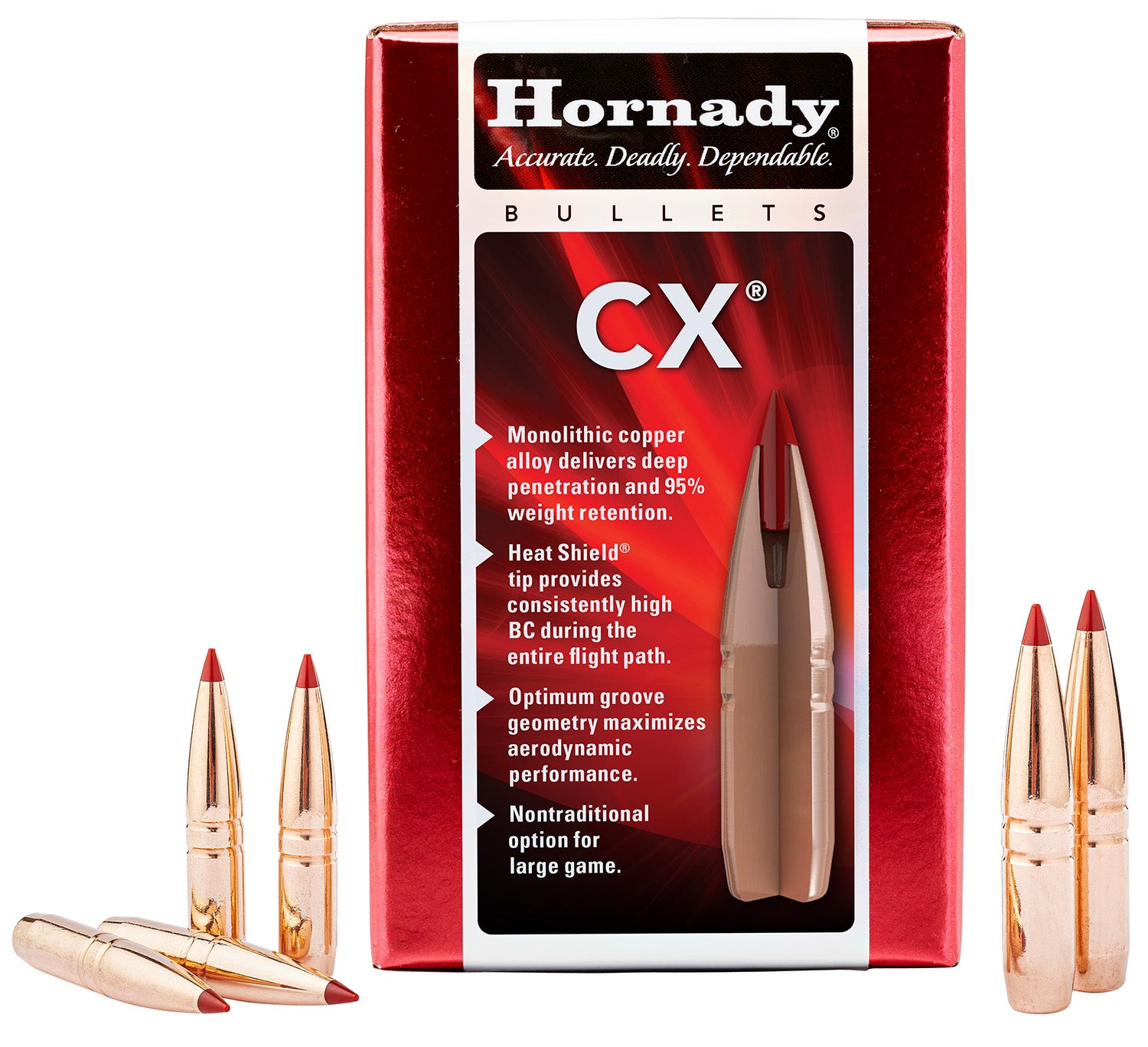 Hornady 254104 CX .257 Caliber 90 Grain Boat Tail Bullets 50 Per Box