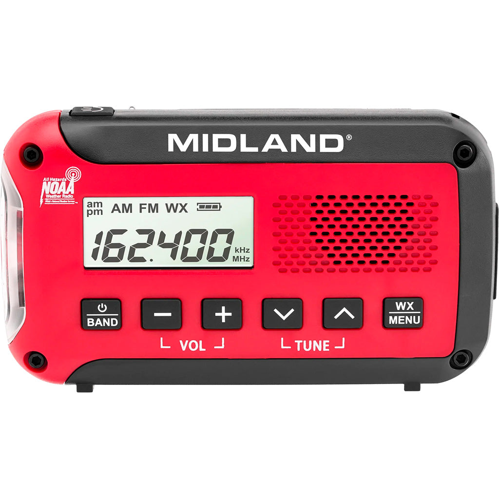 Midland Compact Emergency Radio AM/FM/NOAA Weather Alert with SOS Strobe