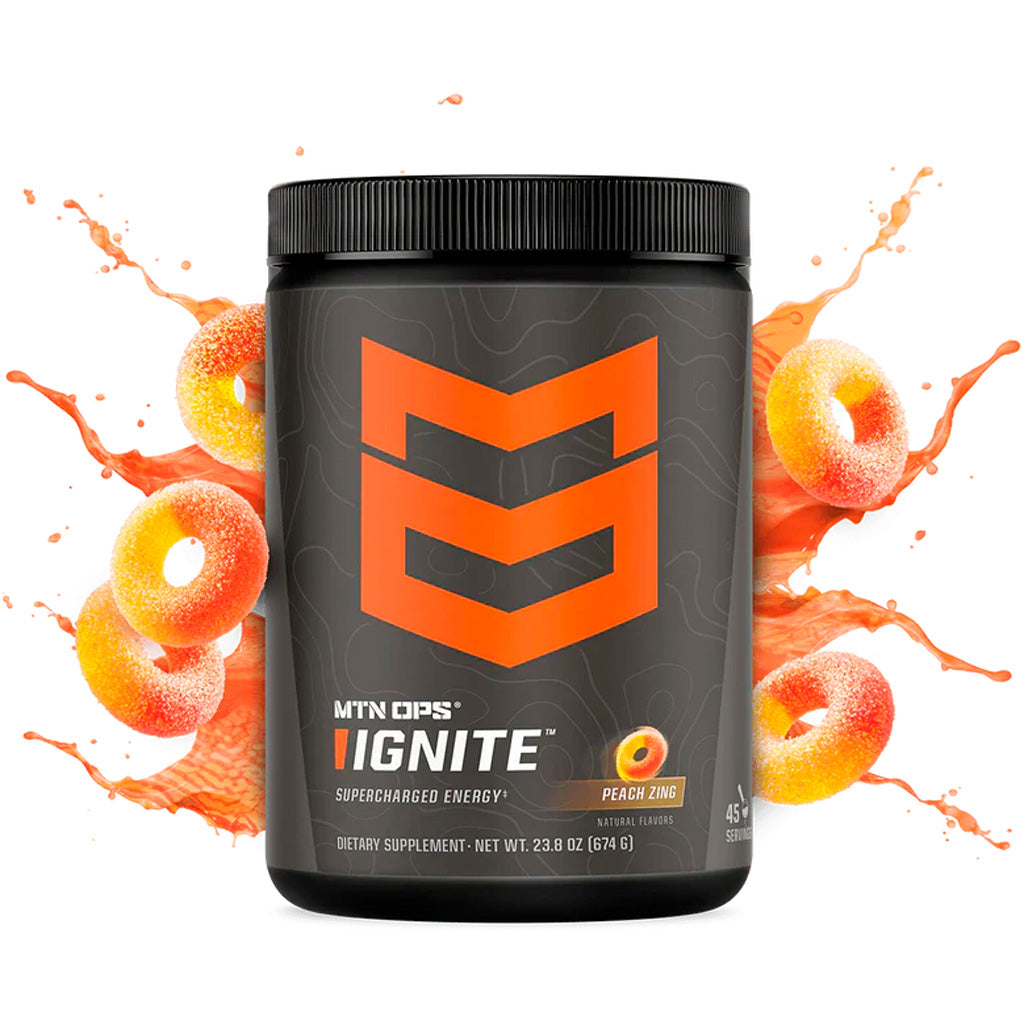 MTN OPS Ignite Peach Zing Zero Sugar Energy Drink Mix Tub