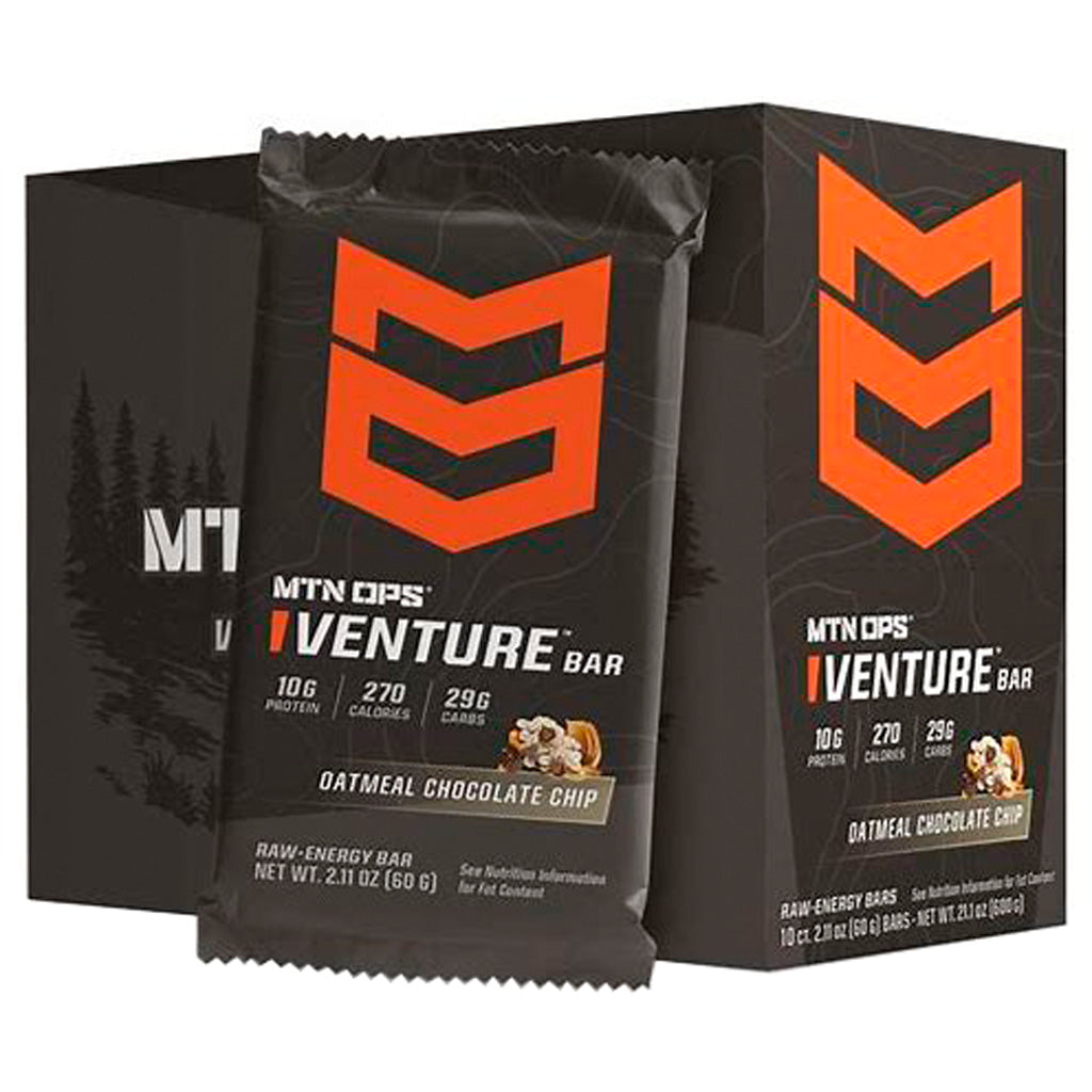 MTN OPS Venture Bar Oatmeal Chocolate Chip Low-Glycemic Energy Bar 10-Pack