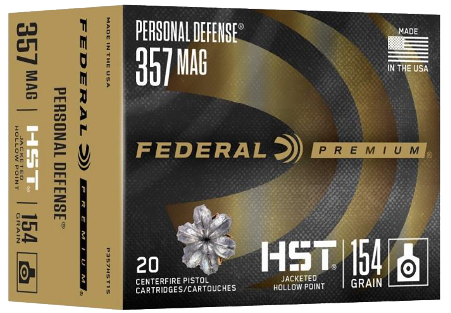 Federal PERSONAL DEFENSE Premium HST Jacketed Hollow Point 154 Grain .357 Magnum 1340 fps 604544684360