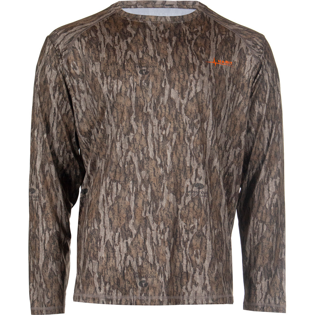 Habit Men's Siesta Cape LS Performance Shirt Medium Mossy Oak New Bottomland