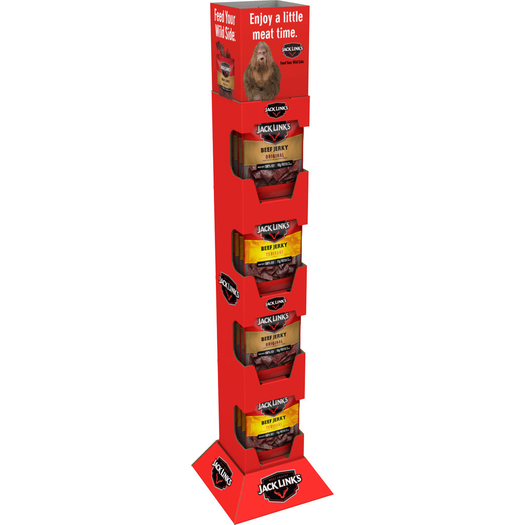 Jack Links 3.25oz Jerky Tower 32ct - 16 Original and 16 Teriyaki Bags