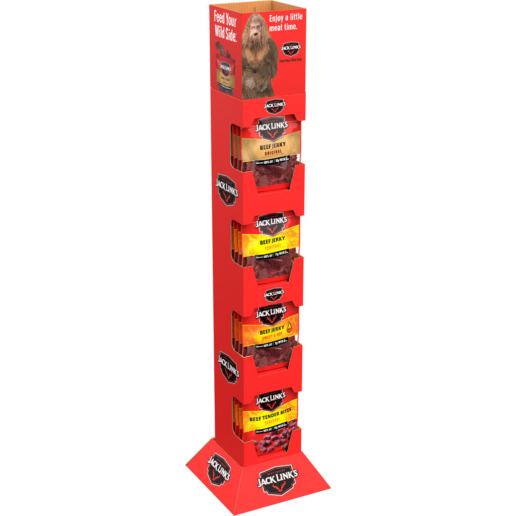Jack Links 3.25oz Jerky Tender Bites Floor Tower Display 32ct Multi-Flavor