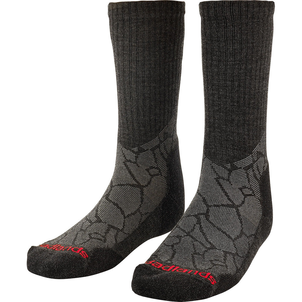 Badlands Black Grey Lightweight Merino Crew Sock - Medium