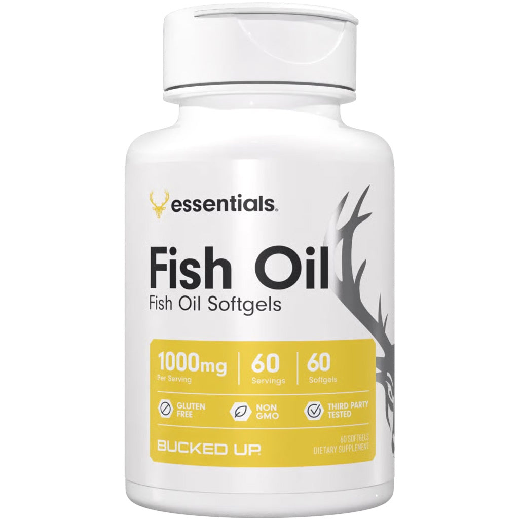 Bucked Up Fish Oil Omega-3 Supplement 60 Capsule Bottle