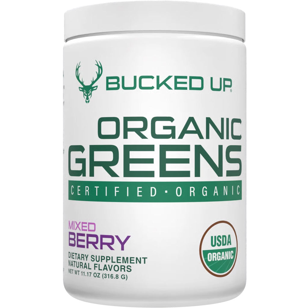Bucked Up Organic Greens Powder Mixed Berry Flavor 30 Serving Tub