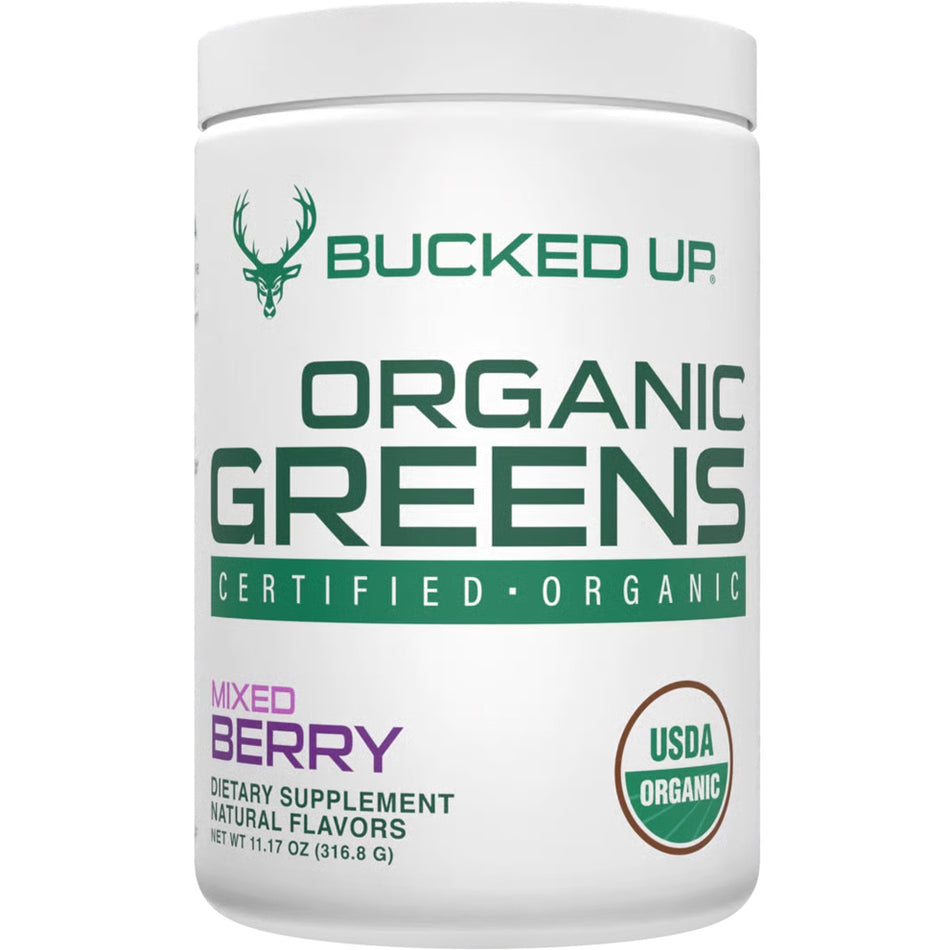Bucked Up Organic Greens Powder Mixed Berry Flavor 30 Serving Tub