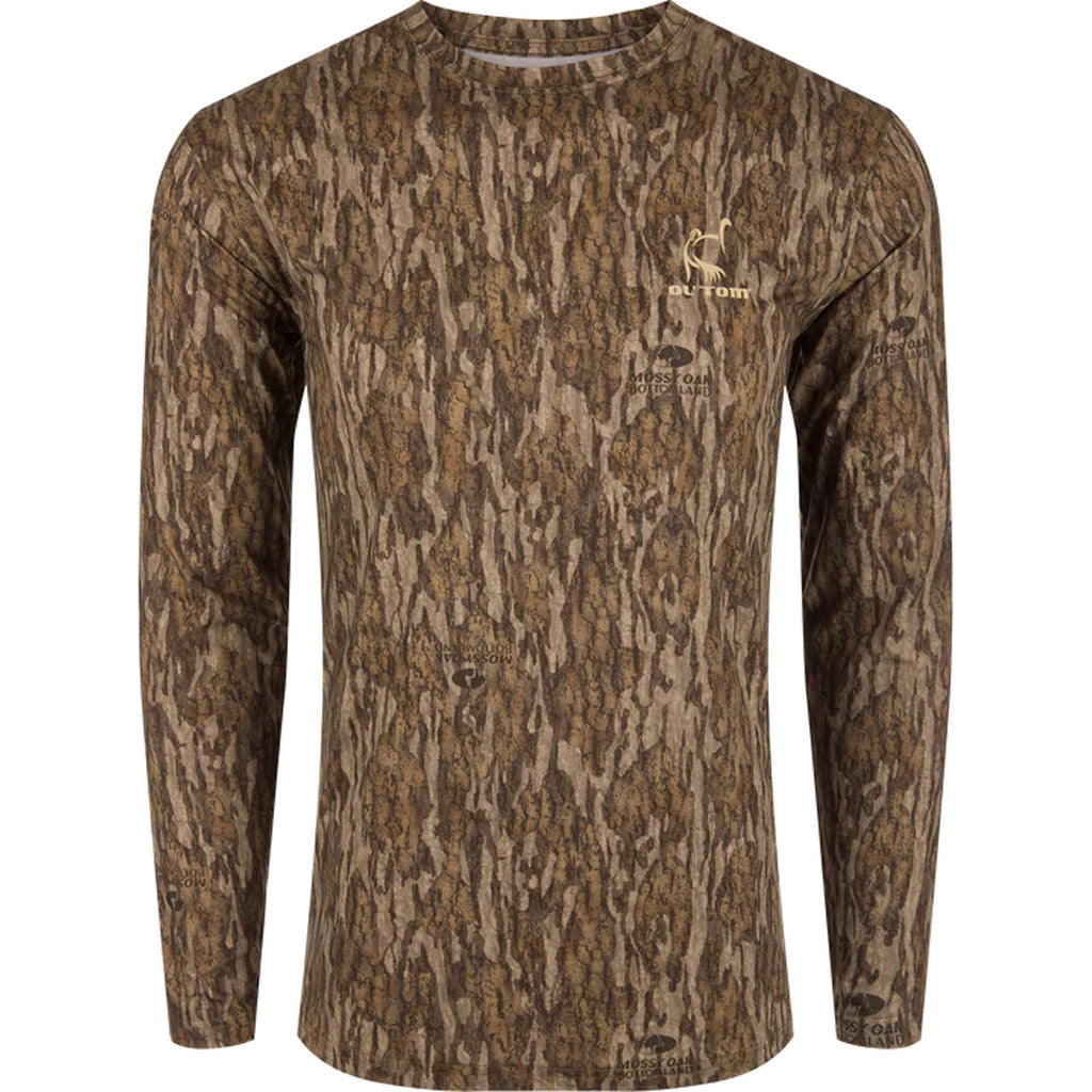 Drake Ol' Tom Long Sleeve Performance Camo Crew MO Bottomland Medium