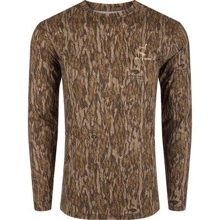 Drake Ol' Tom Long Sleeve Performance Camo Crew MO Bottomland Medium