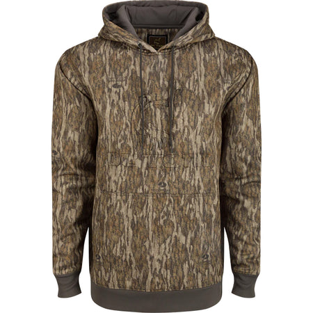 Drake Ol' Tom Back Eddy Water-Resistant Camo Hoodie MO Bottomland Medium