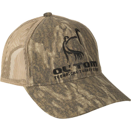 Drake Ol' Tom Camo Six-Panel Mesh Back Cap Mossy Oak Bottomland OSFM