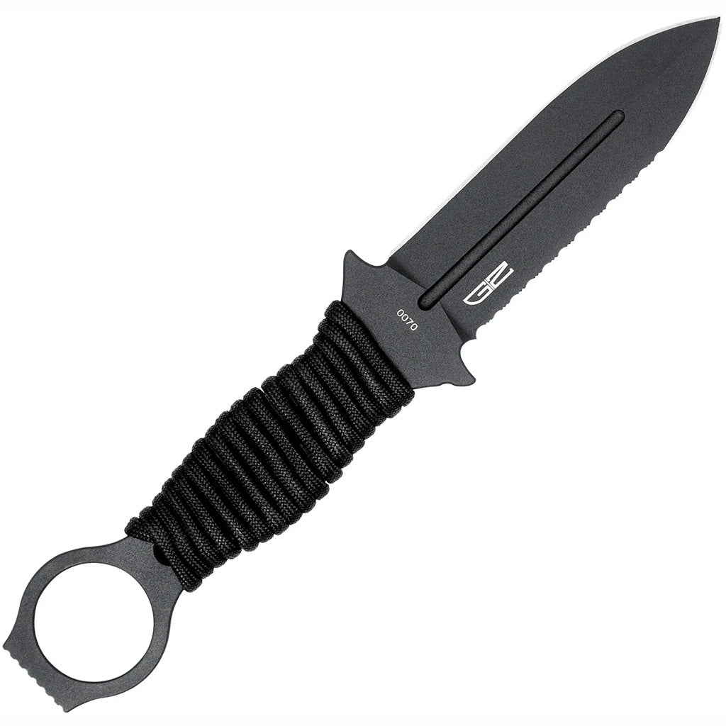 CobraTec Ringed Claymore Black Fixed Blade Dagger 1 Side Serrated
