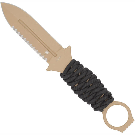 CobraTec Ringed Claymore Dagger Coyote Fixed Blade 1 Side Serrated