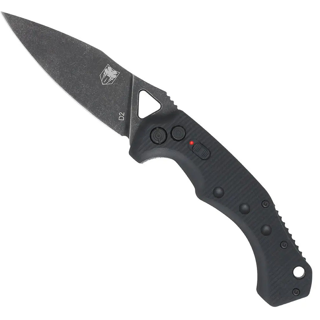 CobraTec Ryker Automatic Folder Knife Black D2 Steel Blade G-10 Handle
