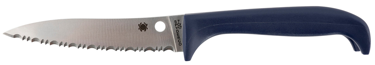 Spyderco Counter Puppy 3.48" 7Cr17MoV Serrated Blade Purple Plastic Puppy-Shaped Handle Kitchen Knife