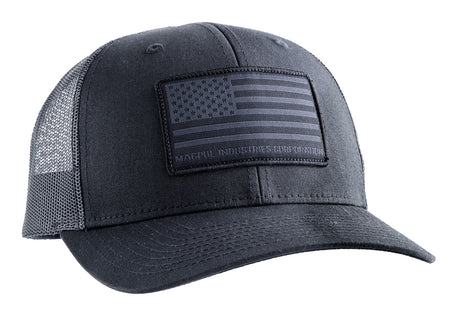 Magpul Standard Trucker Cap Black Snapback OSFA Woven American Flag Patch MAG1215-001