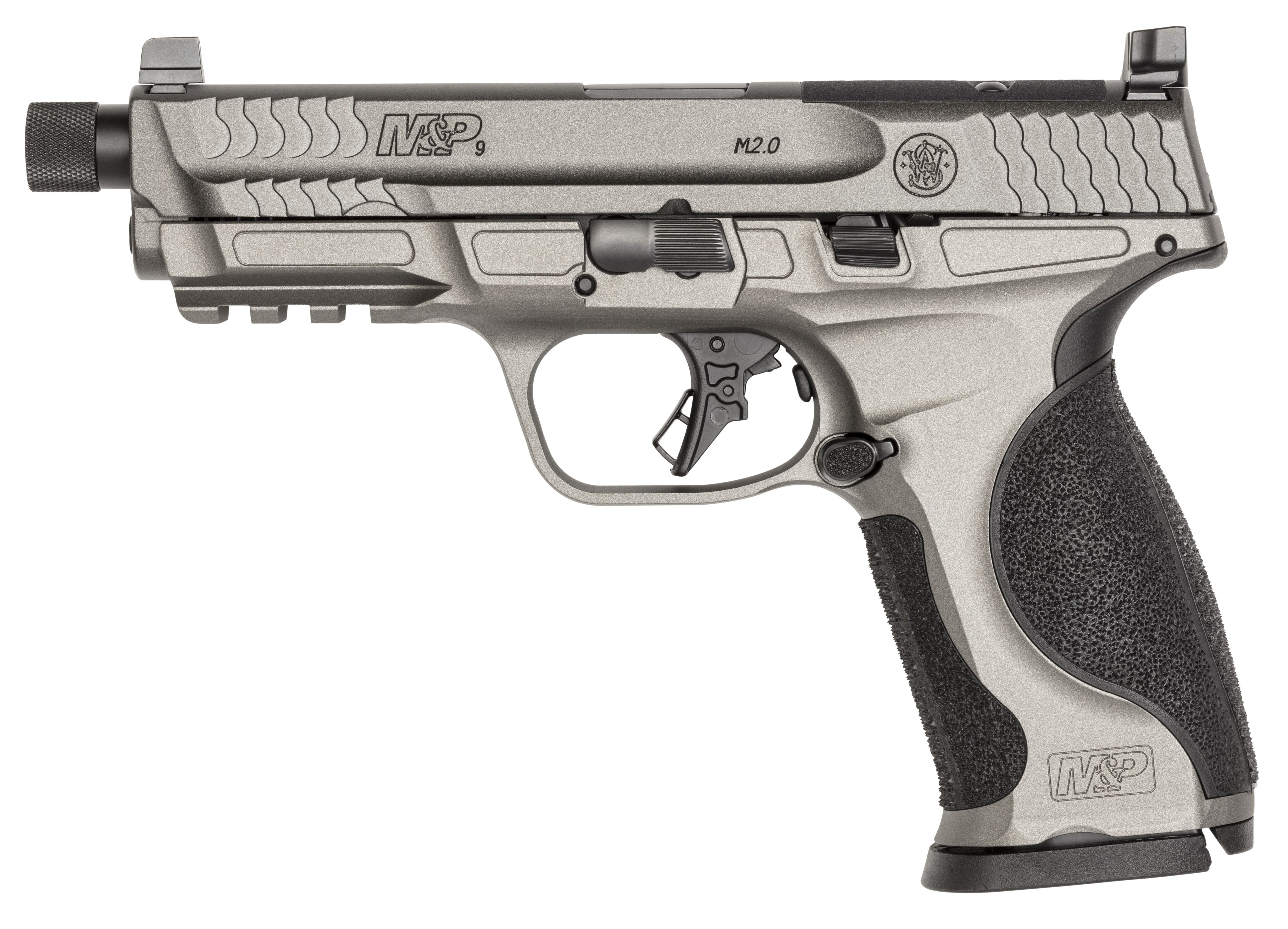Smith & Wesson 14162 M&P M2.0 Full Size Frame 9mm Luger 17+1, 4.63" Black Threaded Barrel, Gray Optic Cut/Serrated Steel Slide, Gray Aluminum Frame w/Picatinny Rail, Black Polymer Grip