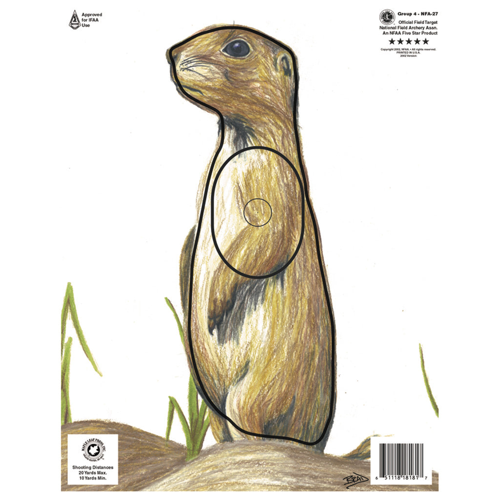 Maple Leaf Group 4 Prairie Dog NFAA Animal Round Target Face